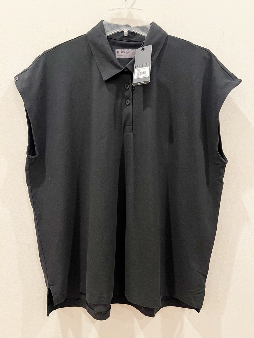 Figs Pro Technical Pique Ella Scrub Polo Womens Extra Large Black Medical NEW